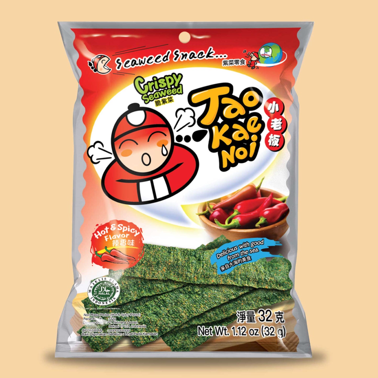 TAO KAE NOI Seetang Snack Hot & Spicy 32g