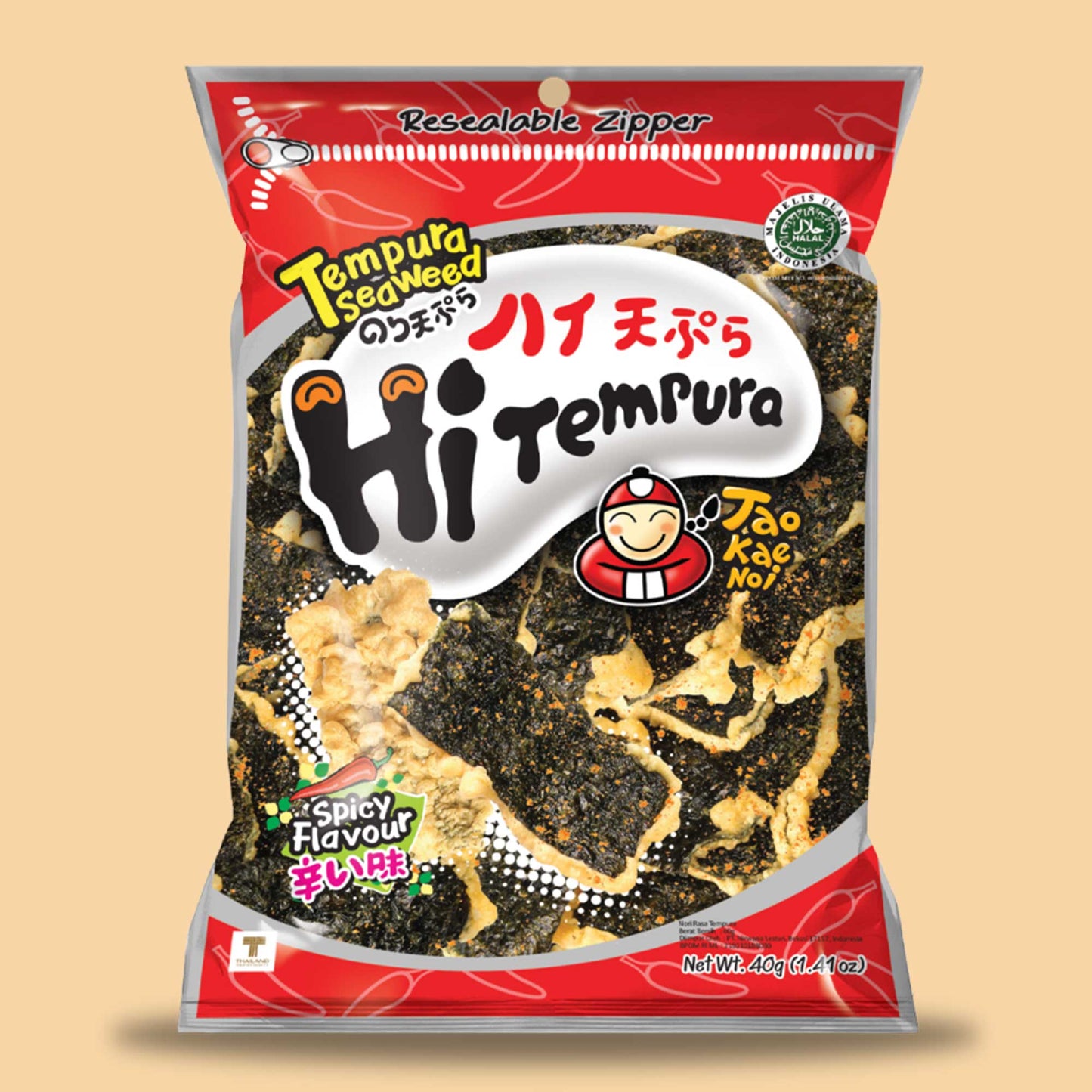 TAO KAE NOI Seetang Snack Hi-Tempura Spicy 40g